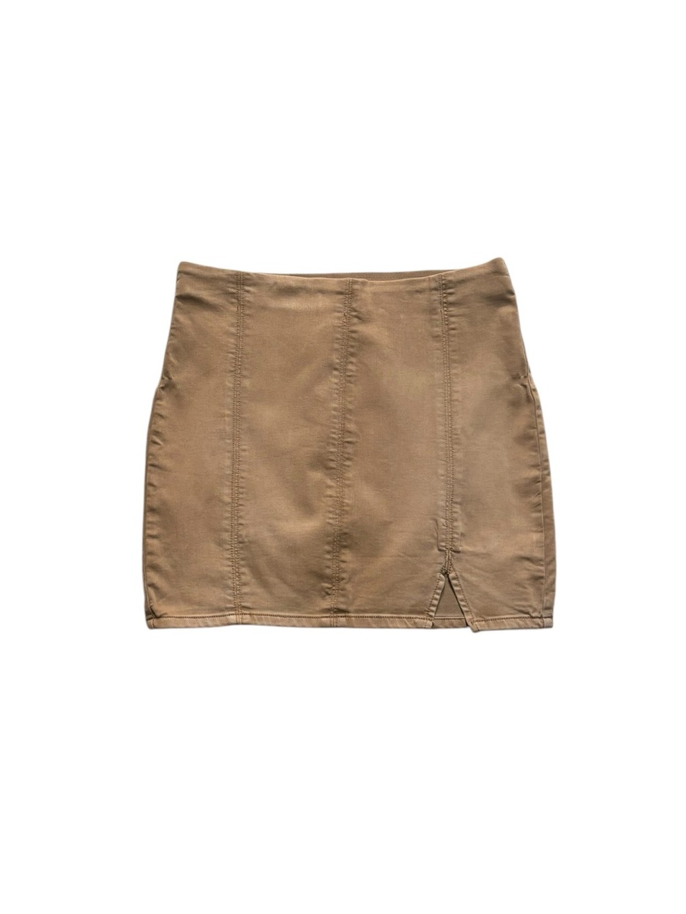 Free People Tan Mini Skirt with Front Seam Detail